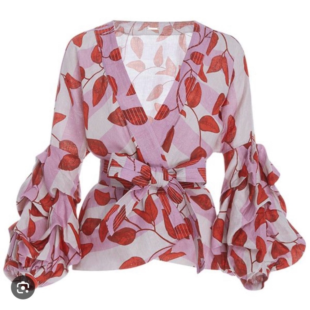 Johana Ortiz Yoko Blouse. Floral Pink. Linen.